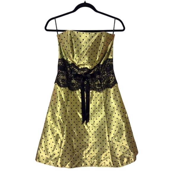 Jessica McClintock Gunne Sax Y2k 80s 90s Ballerina Strapless Prom Polka Dot Sz 7 - Picture 2 of 10